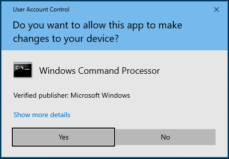 Click on Yes in the User Account Control dialog window.