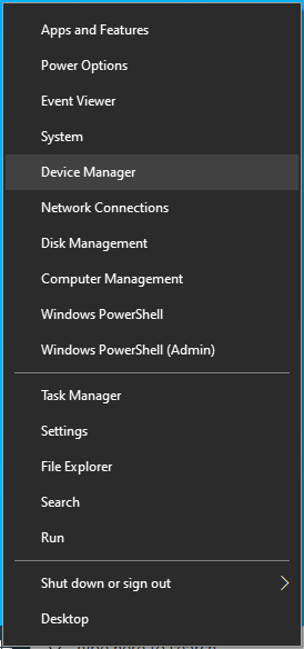 Select Device Manager from the Power User menu.
