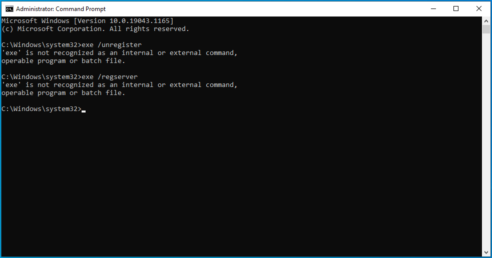 Wait for unregister and regserver to execute.