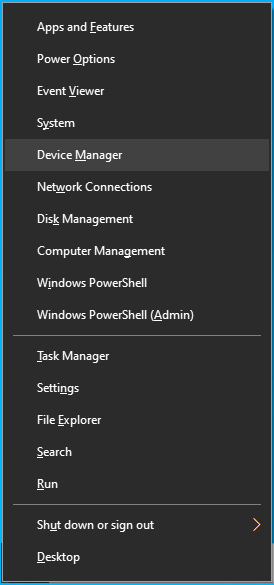 Click on Device Manager from the Win + X menu.