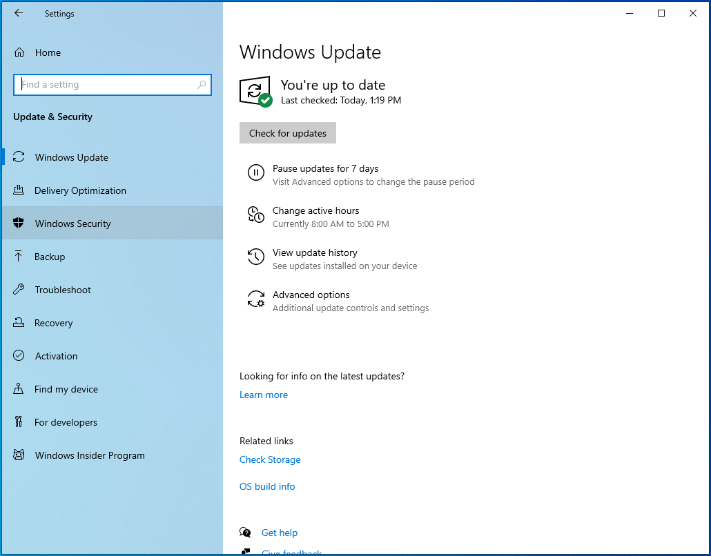 Click the Windows Security tab on the left pane.