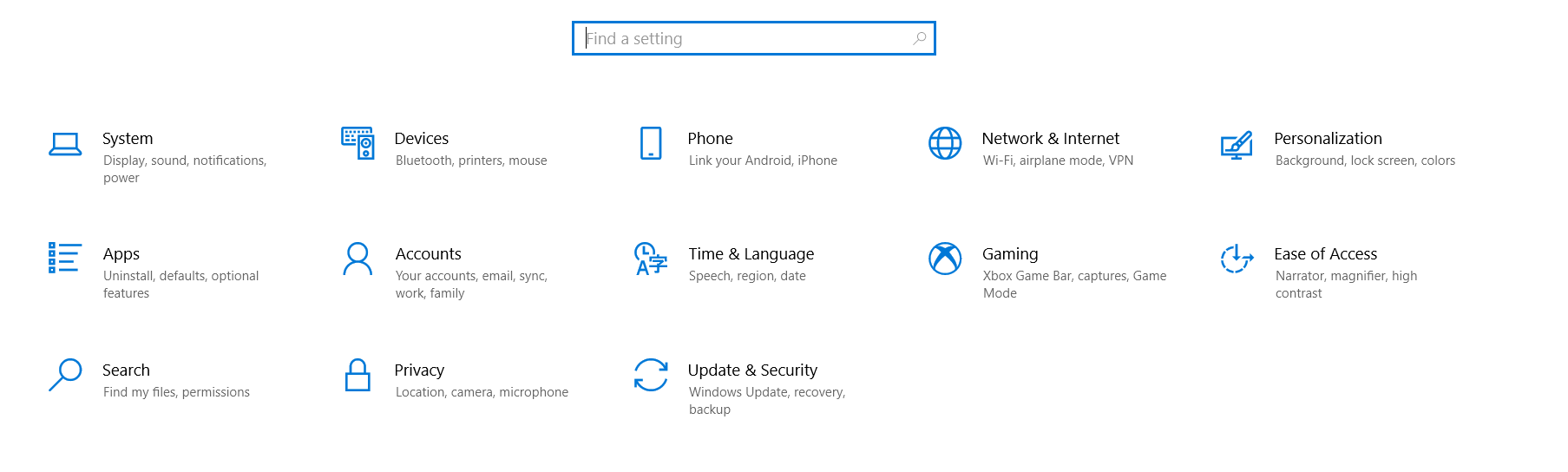 Select Windows Update from the Settings panel.