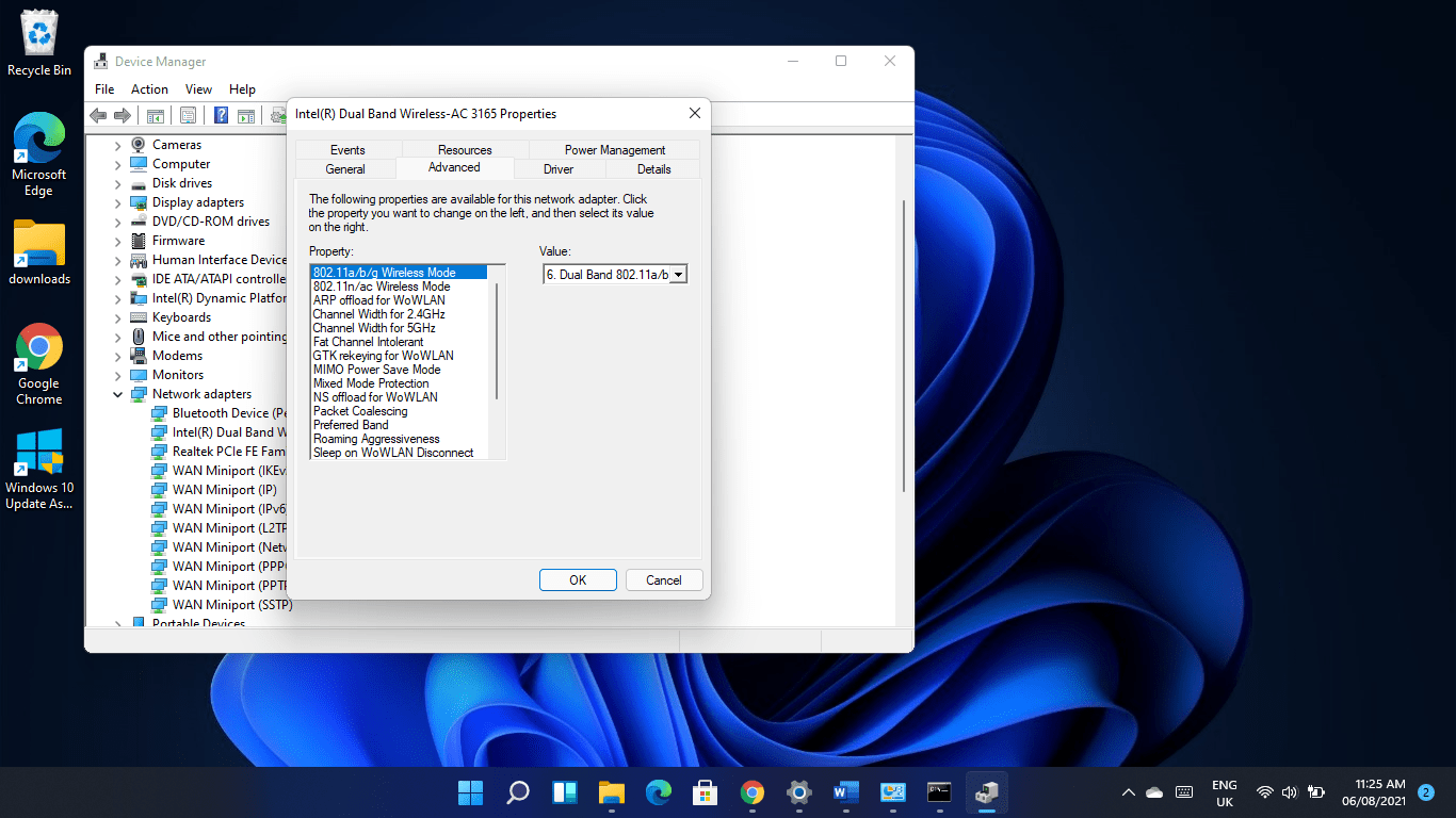 Support of 80211n (or 80211n/ac) Wireless Mode or 802.11a/b/g Wireless Mode
