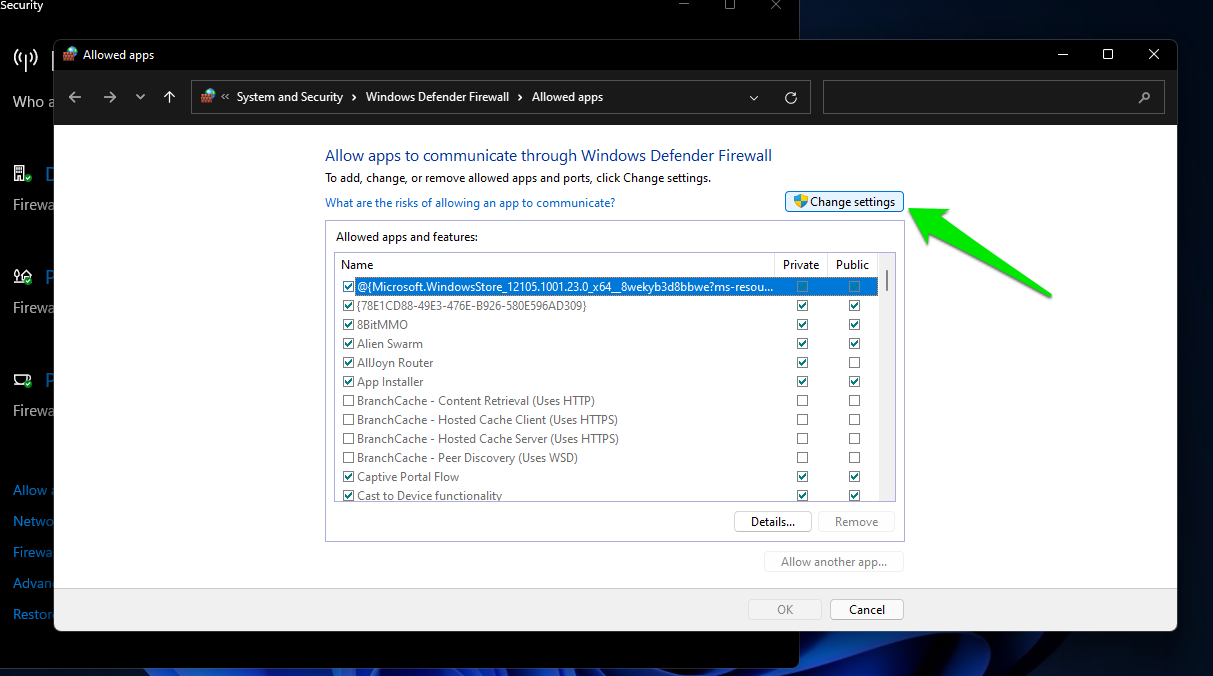 How to set permissions using Windows Defender Firewall