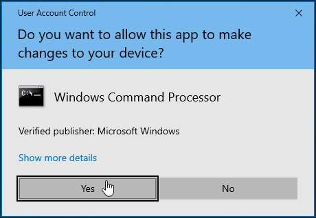 Click Yes to grant administrative privileges.