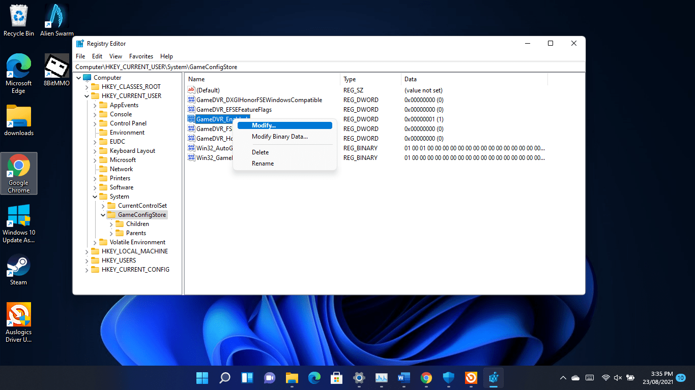 Modify GameDVR_Enabled