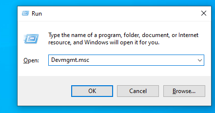 Open the Device Manager using Run
