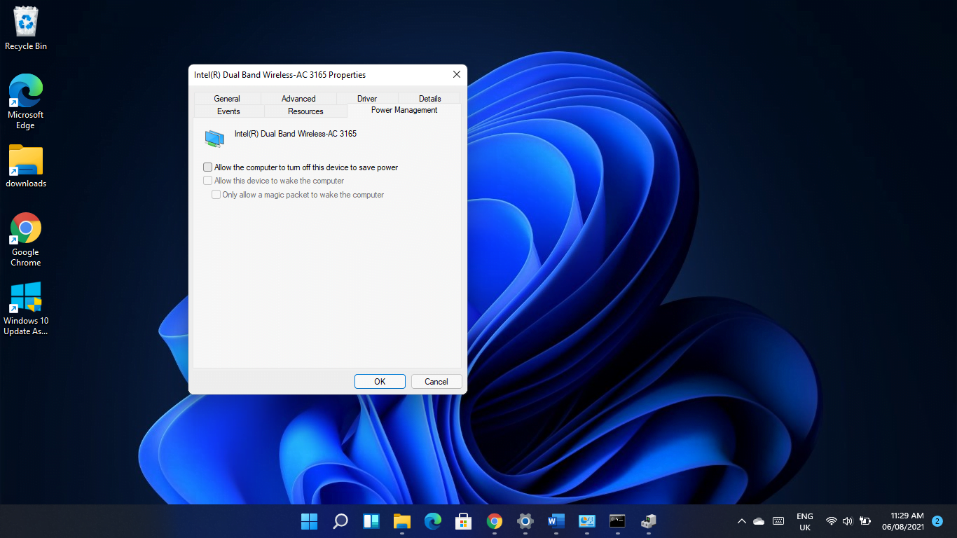 Prevent your operating system from shutting down the network adapter