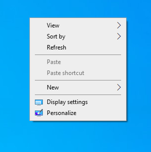 Right-click on a blank area on your desktop