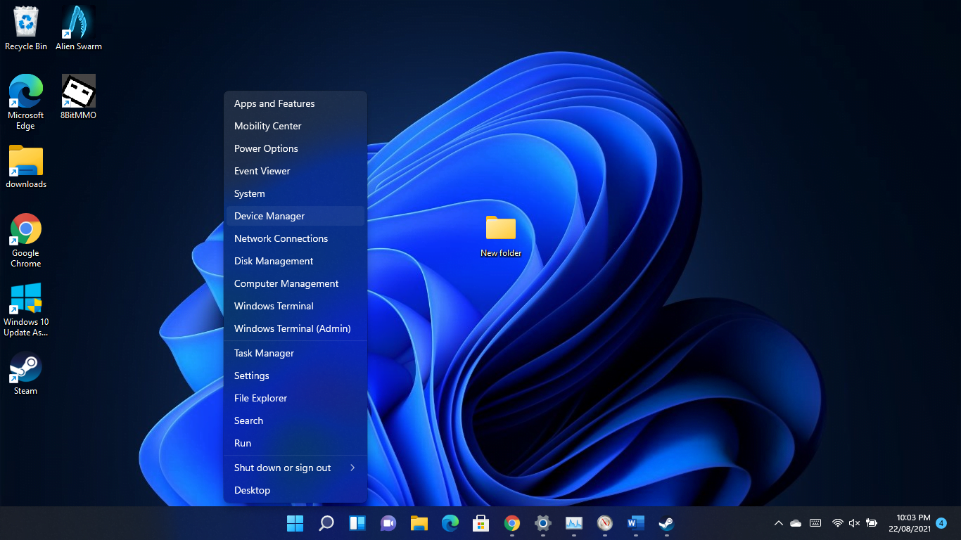 Select Device Manager from Windows 11 menu