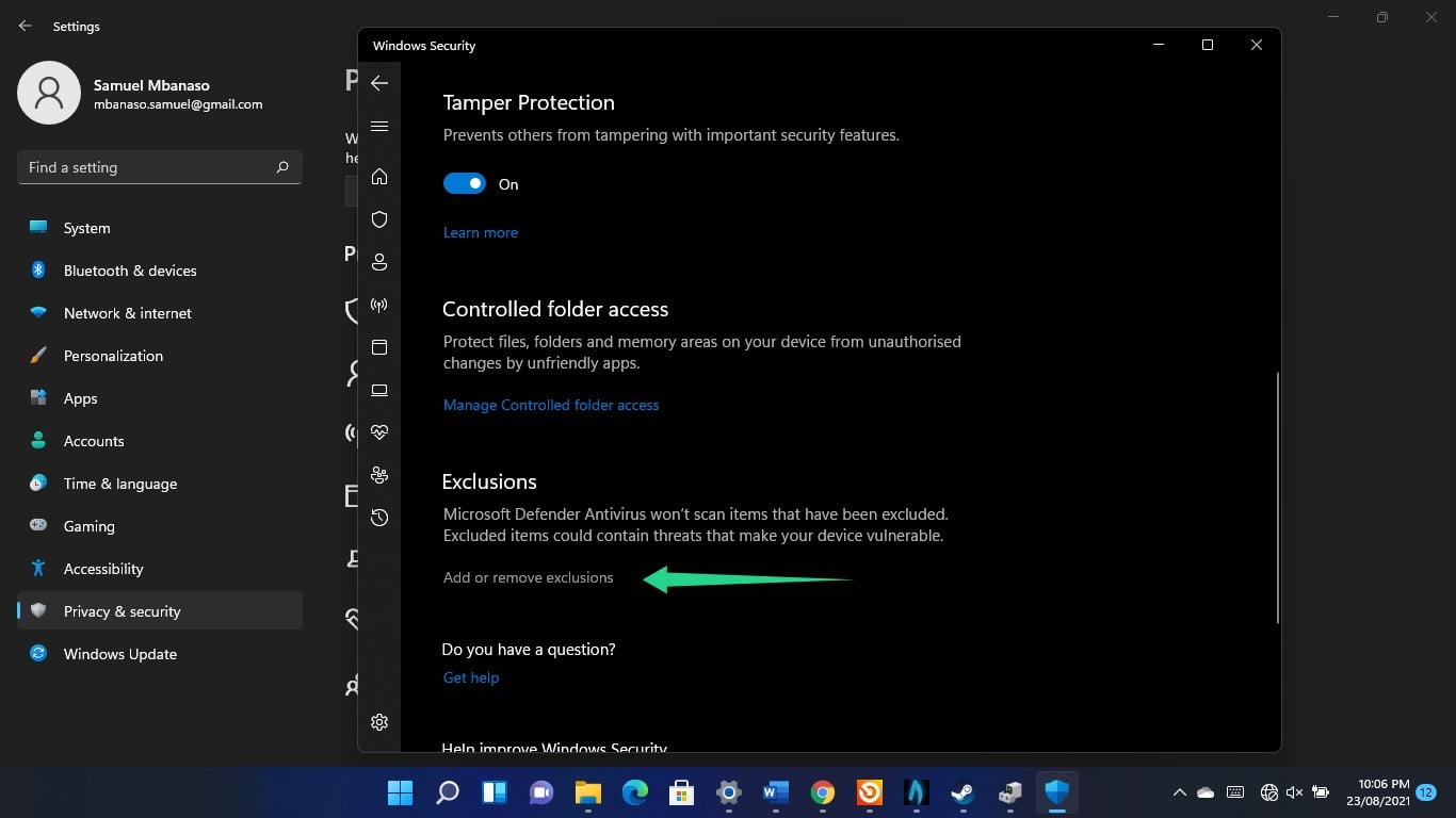 Tamper protection on Windows 11