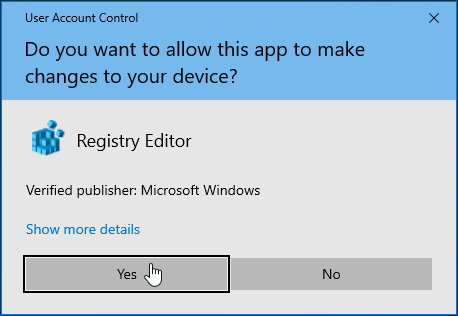 Click Yes in the UAC window.