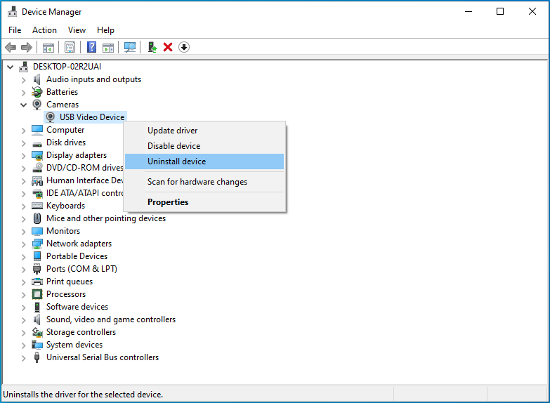 Select Uninstall Device.