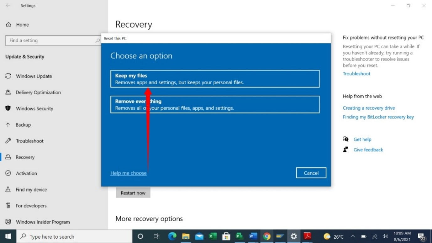 Use Keep My Files option when resetting a PC