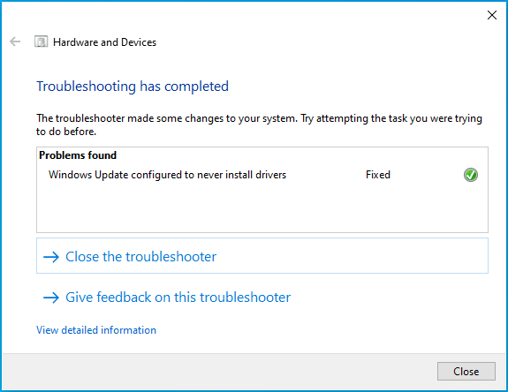 Follow the troubleshooter's instructions.