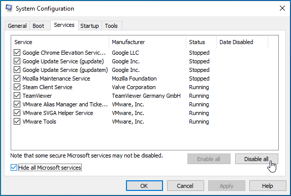 Click Disable all.