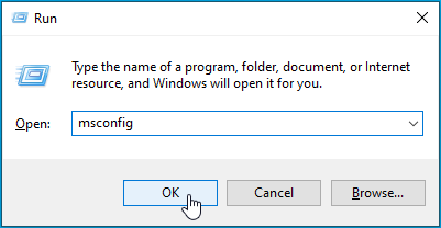 Type in msconfig