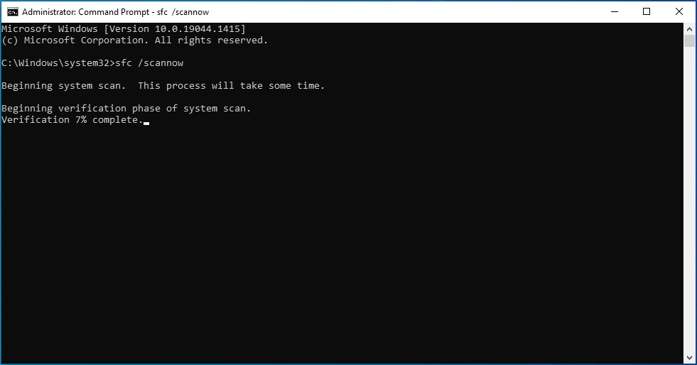 The sfc scan will run.