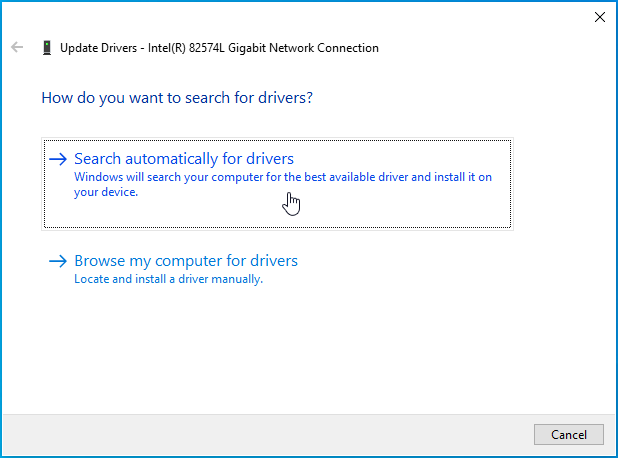 Click “Search automatically for drivers”.