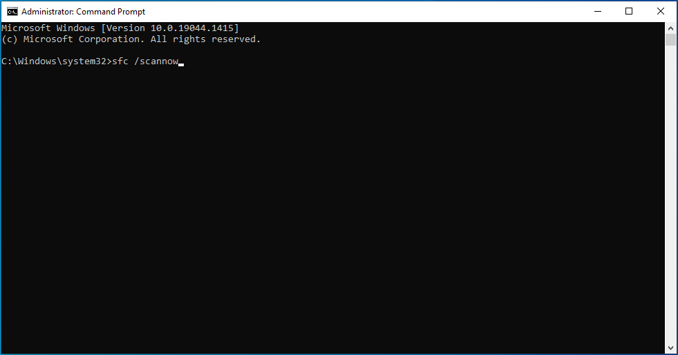 Type “sfc /scannow” into cmd.