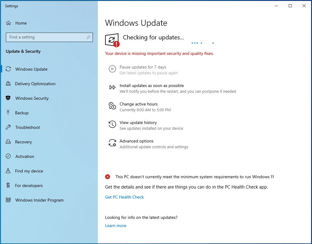 Windows will download the available updates.
