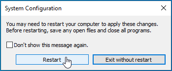 Click Restart.
