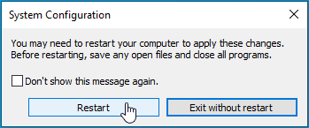 Click Restart.
