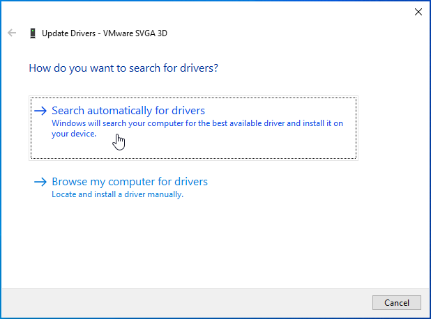 Windows will search automatically for drivers.