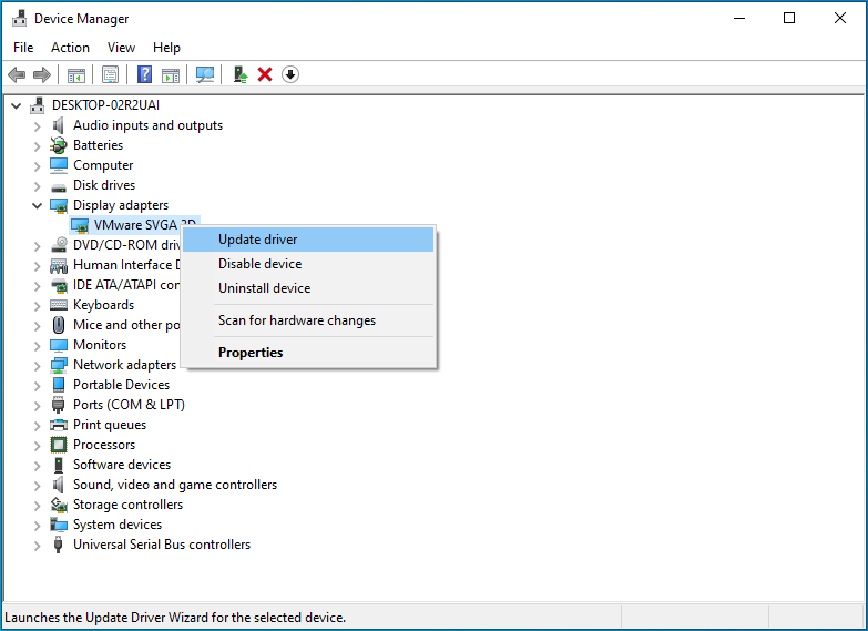 Choose Update Driver.