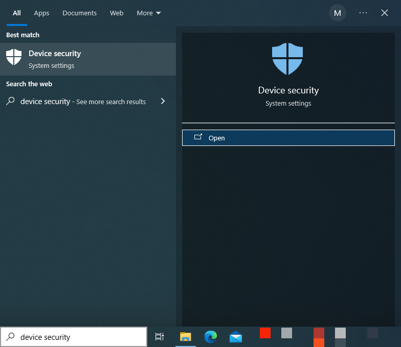 Click Device security on the search result page.