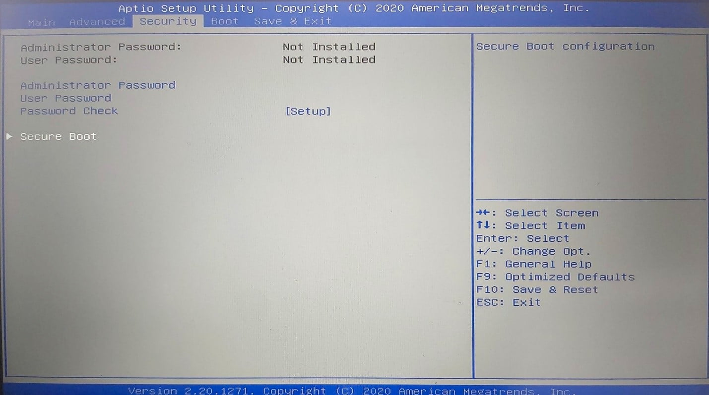 Once you’re in the Setup window, look for the Secure Boot setting and turn it on.
