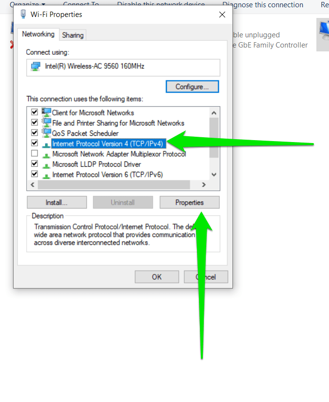 Click on the Properties button