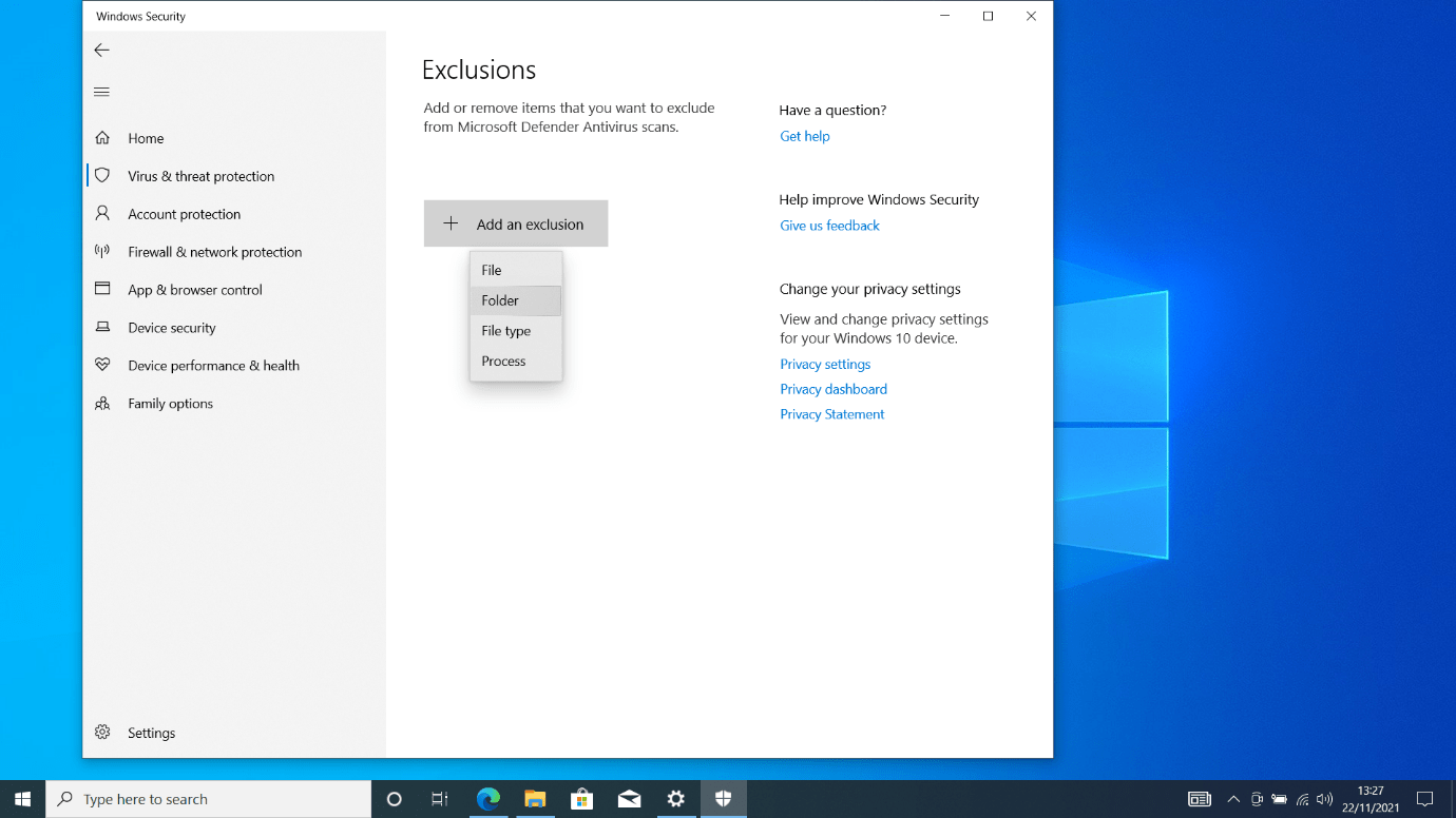 Click on Change Settings