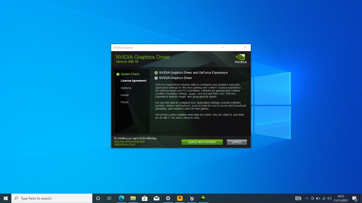 Set up GeForce Experience while it updates your driver
