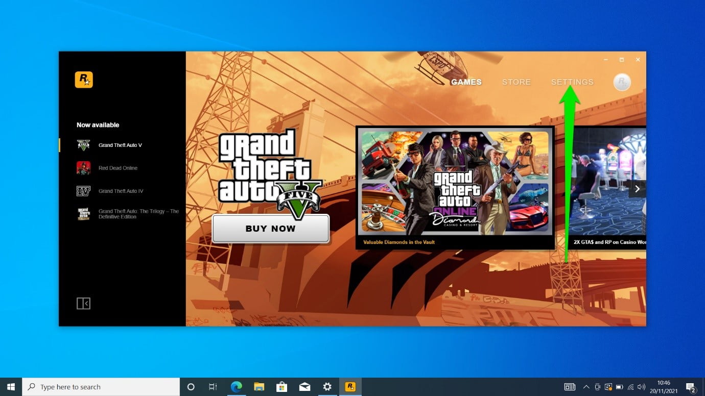 Open the Rockstar Games Launcher and click on Settings