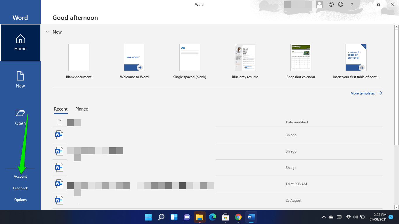 Wybierz swoje konto Office 365