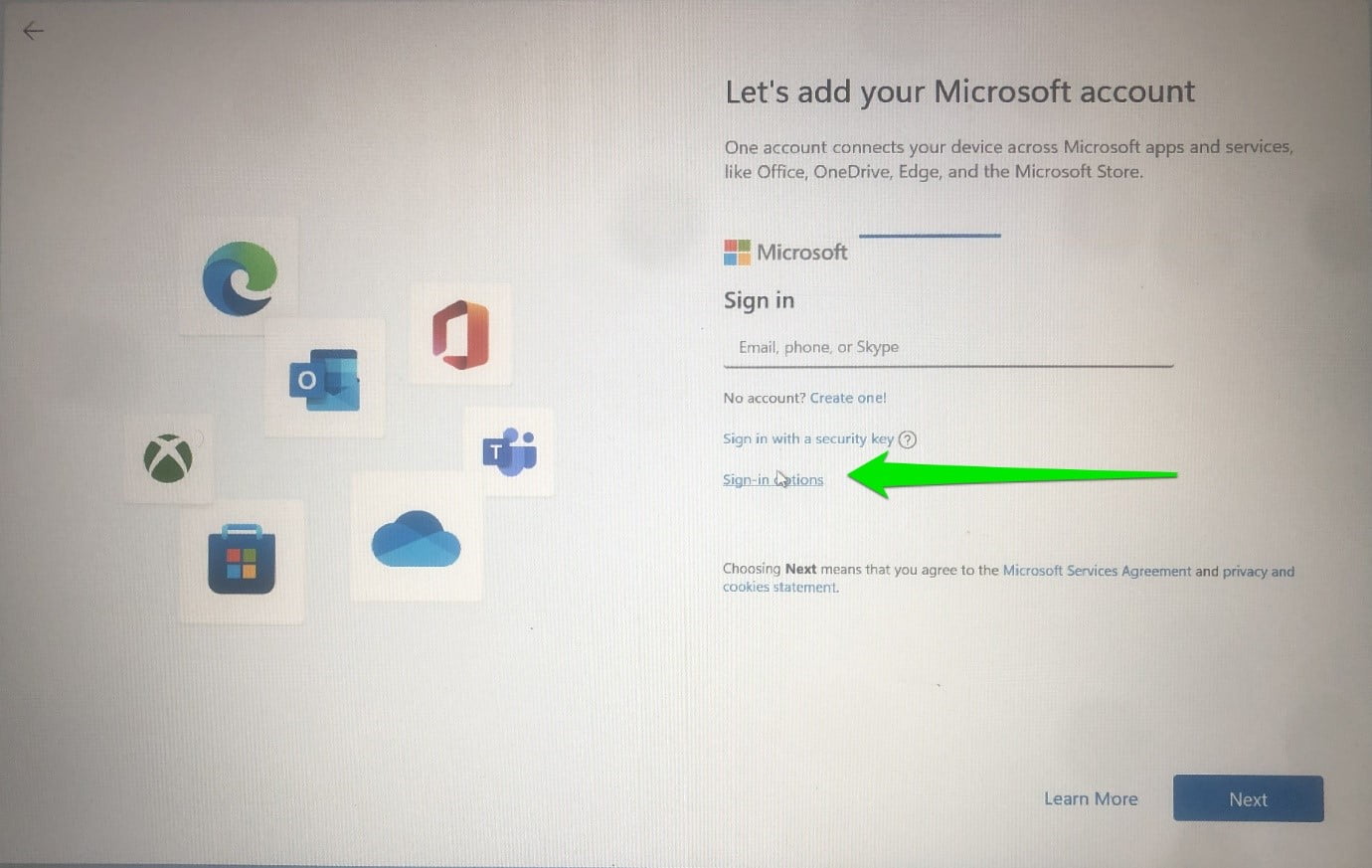 Click on the “Sign-in options” link and select Offline Account during Windows 11 installation