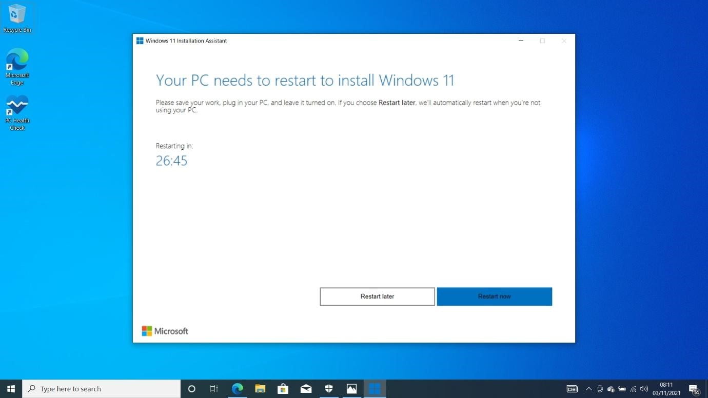 The tool will automatically restart your PC in 30 minutes