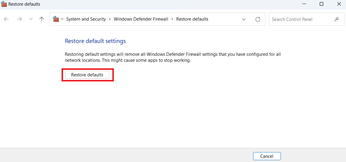 Restore defaults