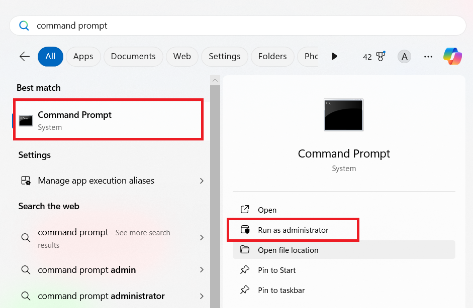 Command Prompt admin