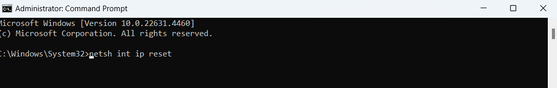 netsh int ip reset