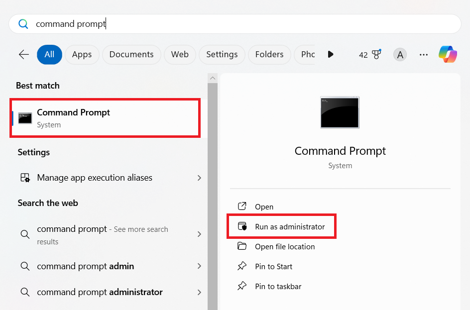 Command Prompt admin