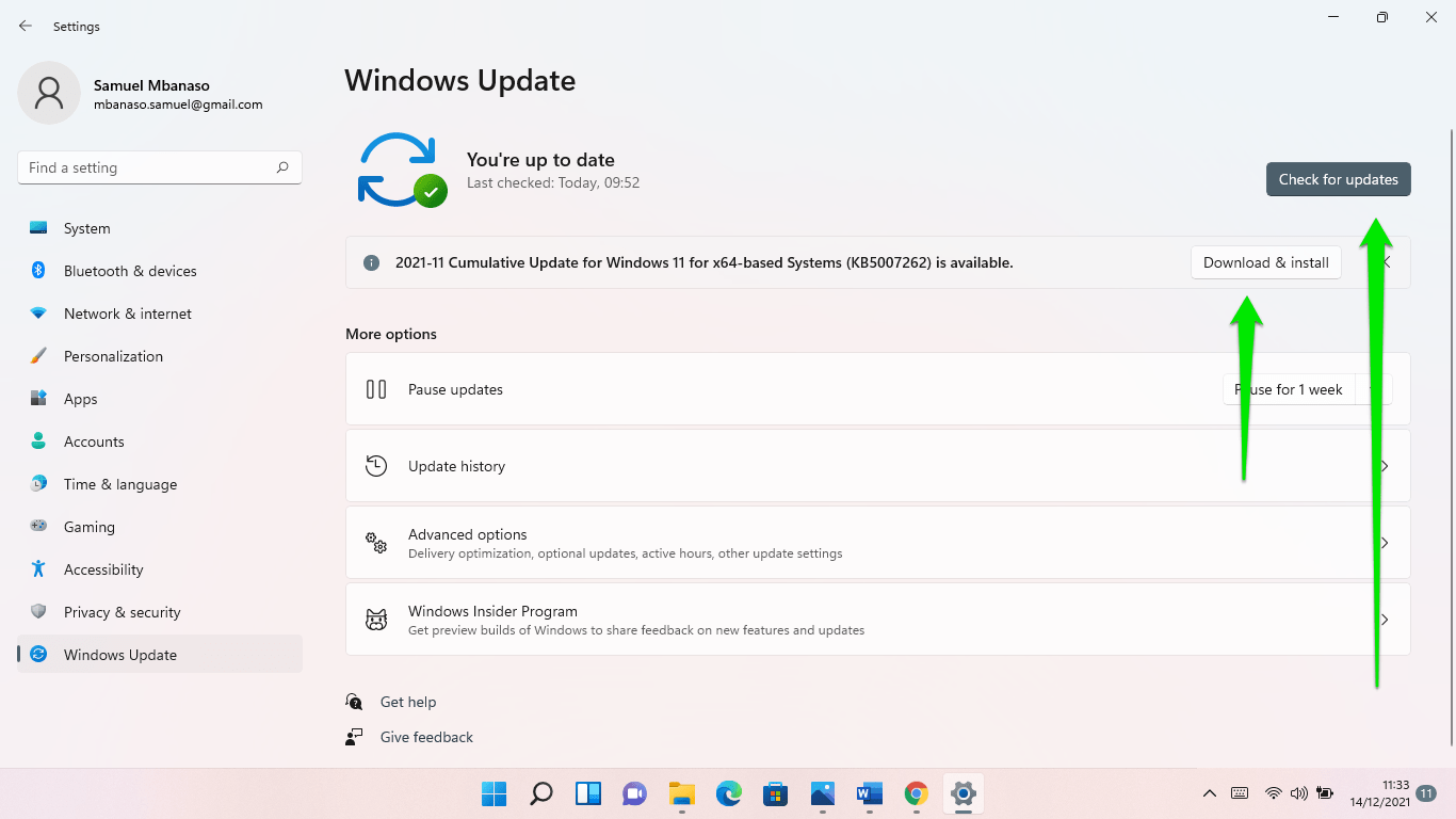 Click on Download & Install in the Windows Update window 