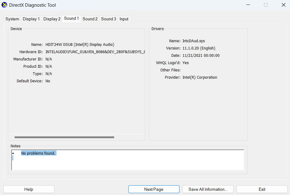 DirectX Diagnostic Tool