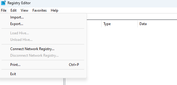 Registry Editor Export