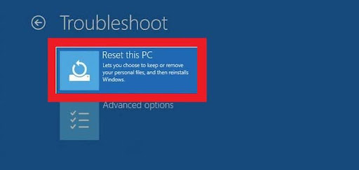 Select Reset this PC