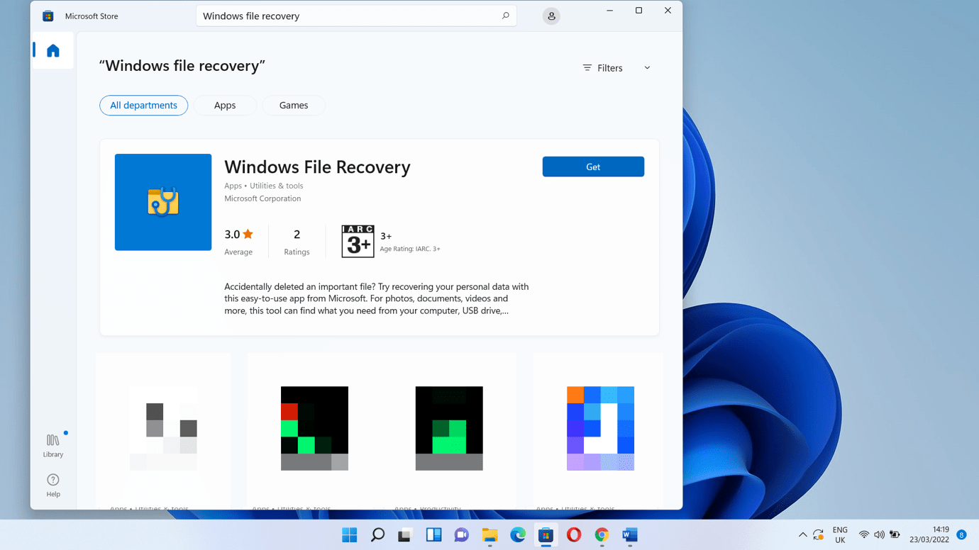 بازیابی فایل ها با Windows File Recovery