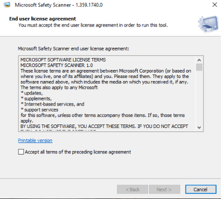 Follow these steps to use Microsoft Safety Scanner