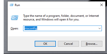 Next, you should type in msconfig