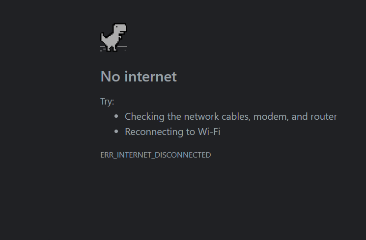 ERR_INTERNET_DISCONNECTED
